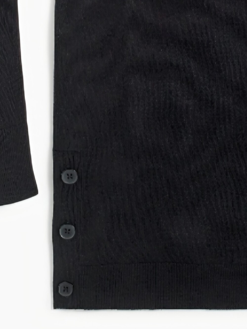 J. Crew Factory Black V-Neck Linen- Blend Button-Hem Tunic Sweater Size M - Picture 7 of 7
